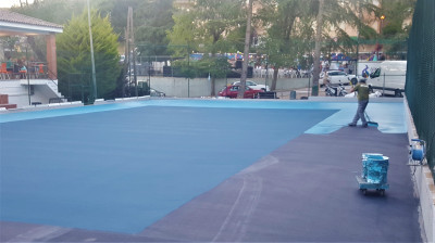 Construcción de pista de tenis resina Sistema Decoturf